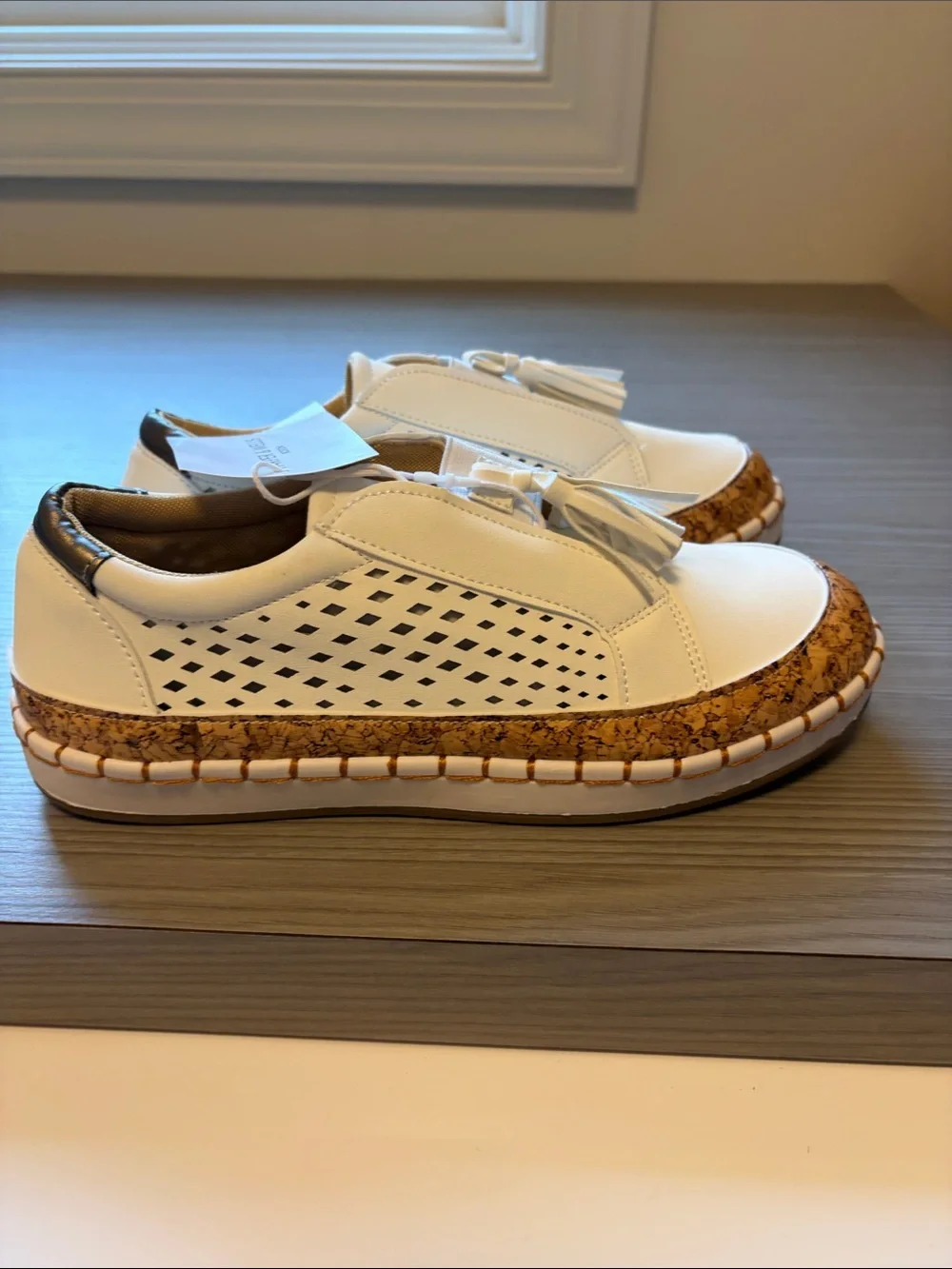 Women's Cream Tassel Slip-On Sneakers